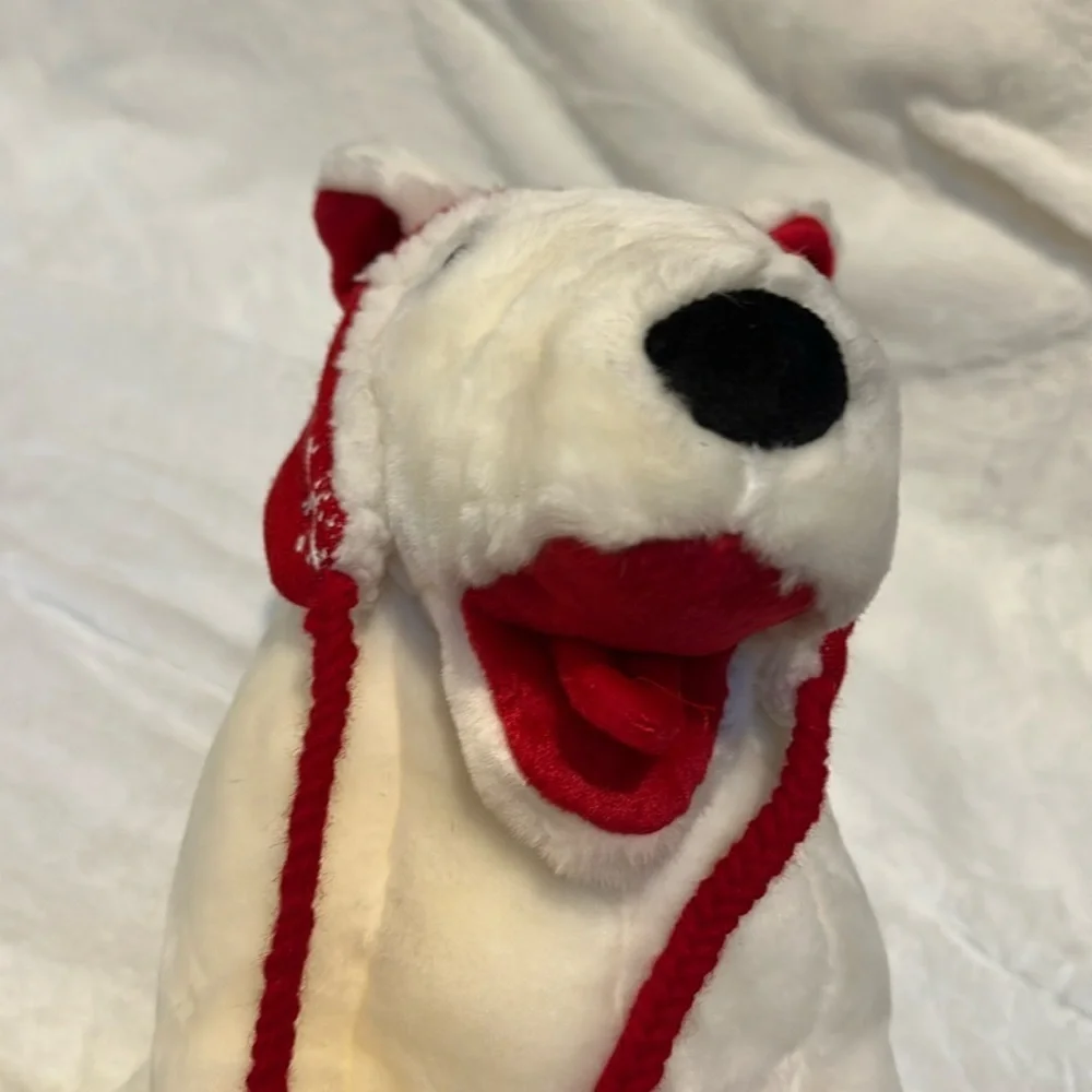 BullsEye the Target Mascot Dog Bull Terrier Plush Stuffed Dog DHC Snowflake Hat
